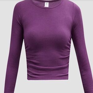 ALO Gather Long Sleeve ribbed purple cinch top. Women’s sized Medium EUC Look 💜